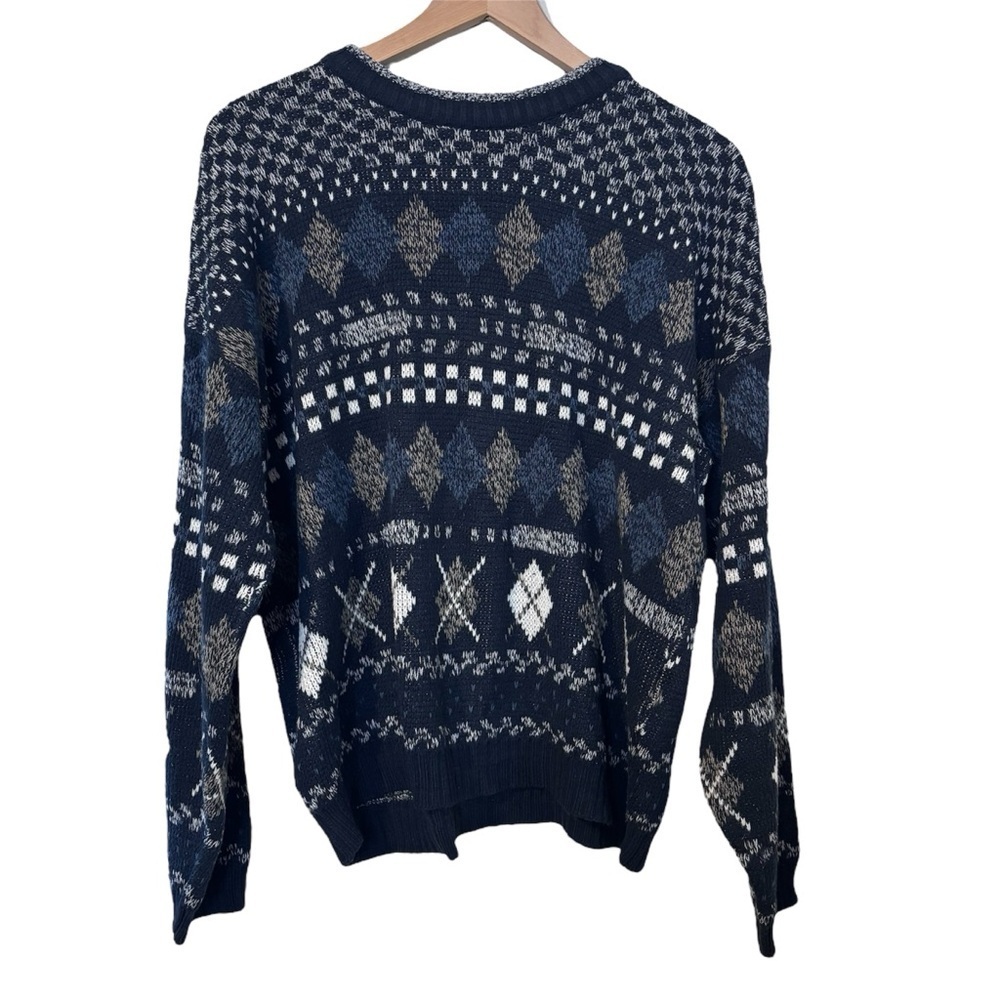 Men’s Vintage City Streets blue argyle Grandpa Dad sweater size xl